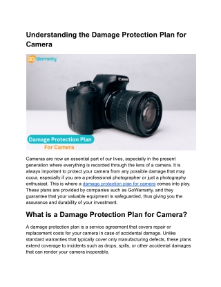 Protect Your Investment_ Understanding the Damage Protection Plan for Cameras