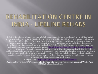 Rehabilitation Centre in India - Lifeline Rehabs