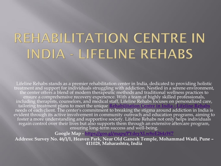 rehabilitation centre in india lifeline rehabs