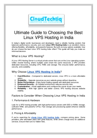 Ultimate Guide to Choosing the Best Linux VPS Hosting in India