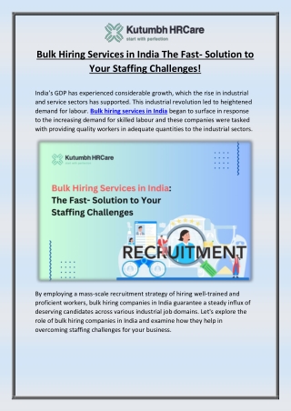 Bulk Hiring Services in India The Fast- Solution to Your Staffing Challenges