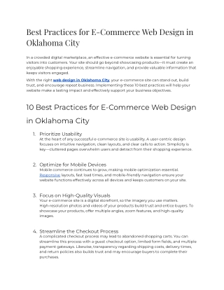 Best Practices for E-Commerce Web Design in Oklahoma City