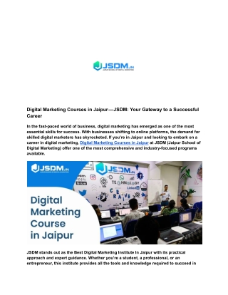 Digital Marketing Courses in Jaipur 