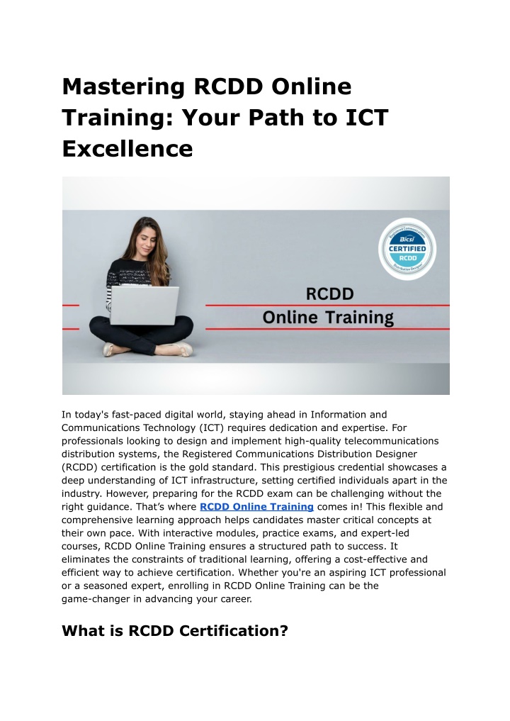 mastering rcdd online training your path