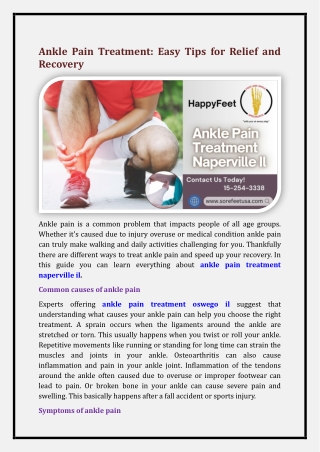 ankle pain treatment naperville il.