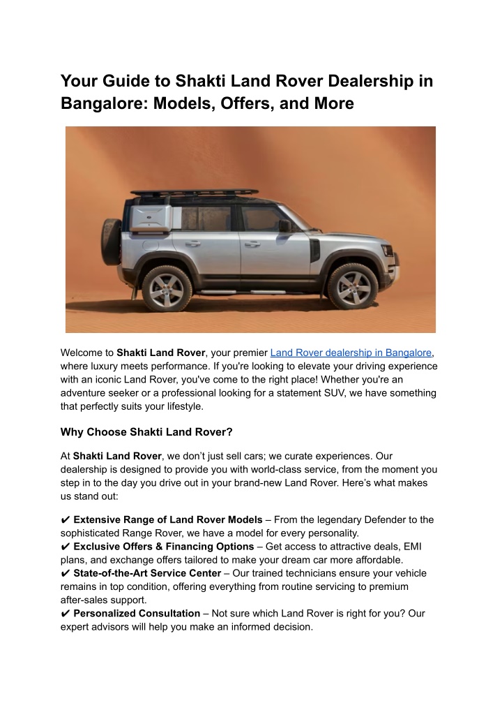 your guide to shakti land rover dealership