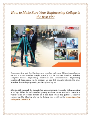 How to Make Sure Your Engineering College is the Best Fit?