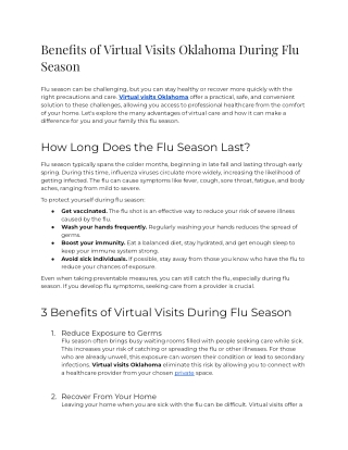 Benefits of Virtual Visits Oklahoma During Flu Season