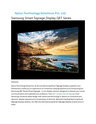 Samsung QET Series Smart Signage Display - Aplus Tech Solutions