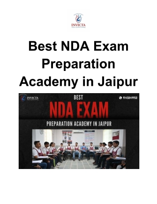 Best NDA Exam Preparation Academy in Jaipur