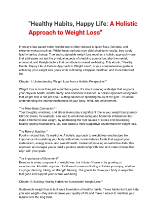 Healthy Habits, Happy Life A Holistic Approach to Weight Loss