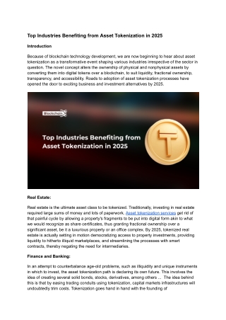 top industries benefiting from asset tokenization
