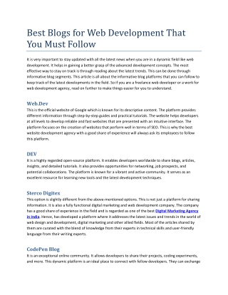 Best Blogs for Web Development That You Must Follow