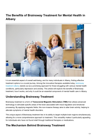 The Benefits of Brainsway Treatment for Mental Health in Albany