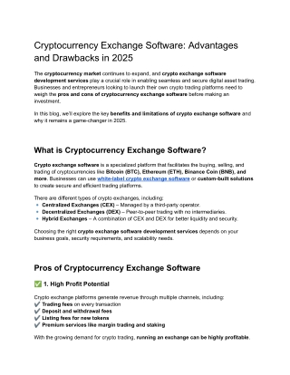 Cryptocurrency Exchange Software_ Advantages and Drawbacks in 2025