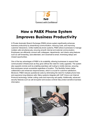 How a PABX Phone System Improves Business Productivity