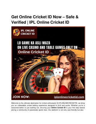 Get Online Cricket ID Now – Safe & Verified _ IPL Online Cricket ID