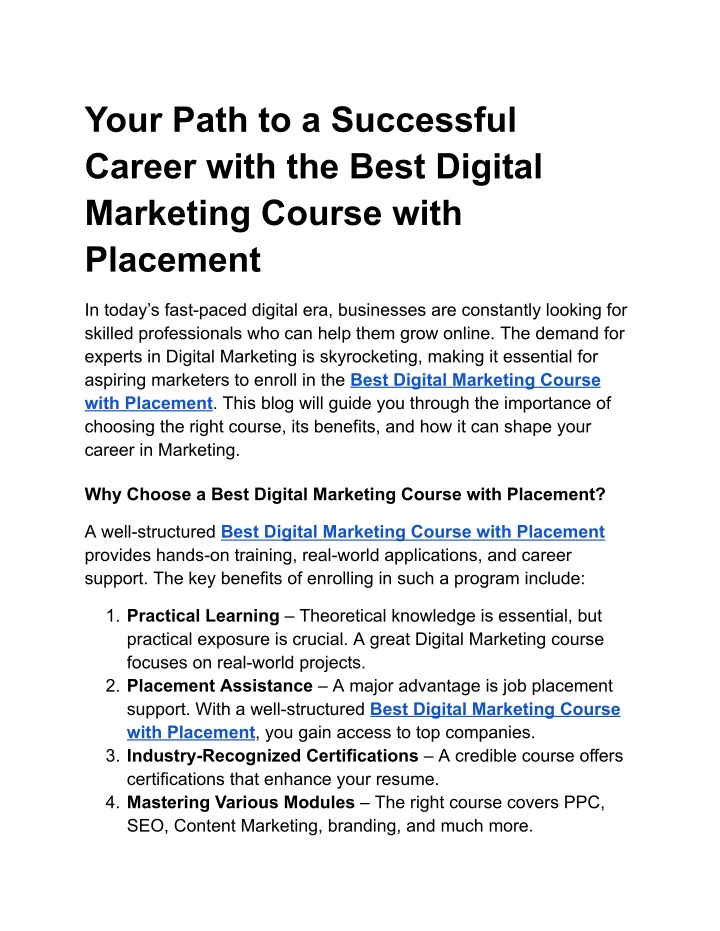 your path to a successful career with the best