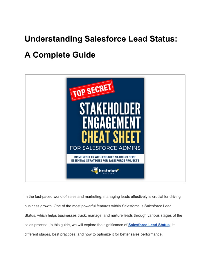 understanding salesforce lead status