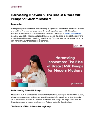 Harnessing Innovation_ The Rise of Breast Milk Pumps for Modern Mothers