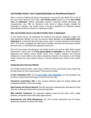 Juhi Fertility Centre_ Your Trusted Destination for Parenthood Dreams