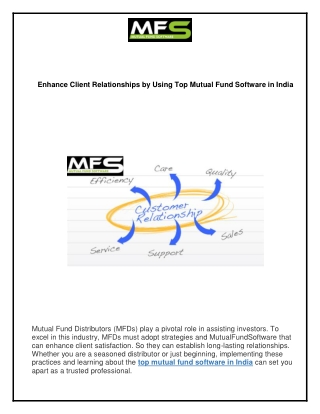 Enhance Client Relationships by Using Top Mutual Fund Software in India