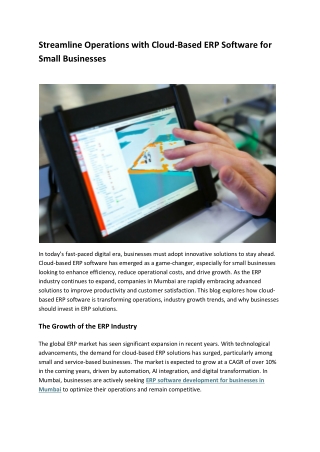 streamline operations with cloud based