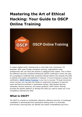 Mastering the Art of Ethical Hacking Your Guide to OSCP Online Training