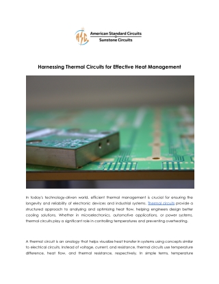 The Science of Thermal Circuits: Managing Heat for Better Performance