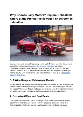 Why Choose Lally Motors_ Explore Unbeatable Offers at the Premier Volkswagen Showroom in Jalandhar