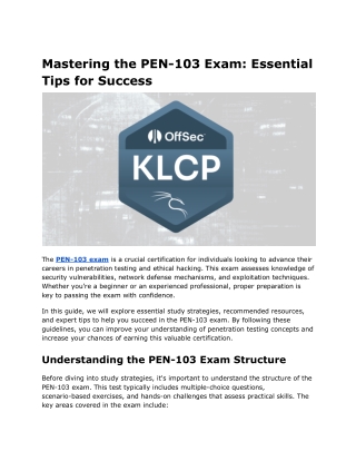 Mastering the PEN-103 Exam_ Essential Tips for Success