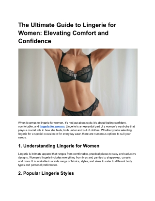 The Ultimate Guide to Lingerie for Women_ Elevating Comfort and Confidence