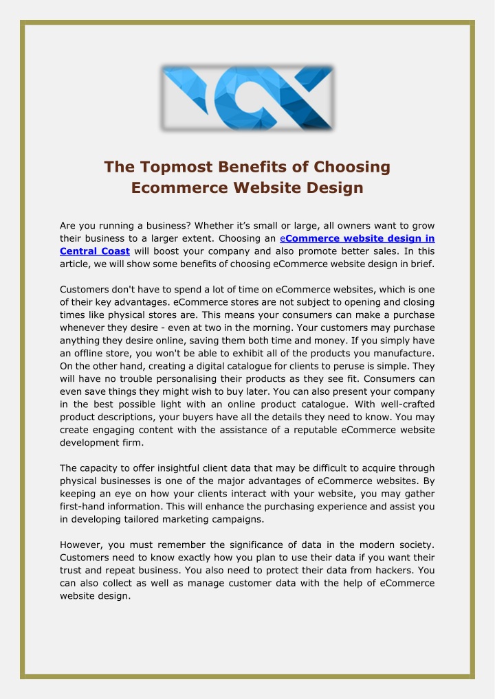 the topmost benefits of choosing ecommerce