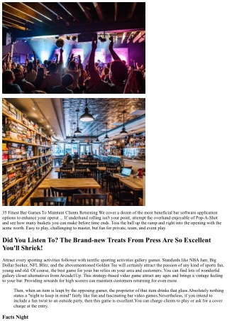 35 finest bar games to maintain clients returning