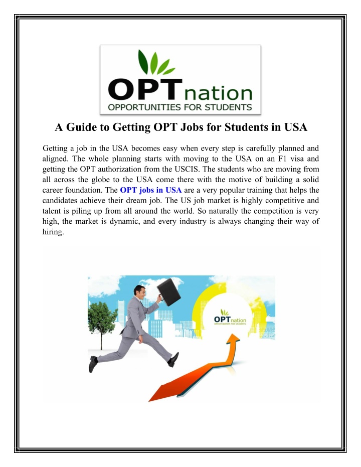 a guide to getting opt jobs for students in usa