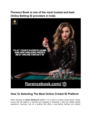 Florence Book is one of the most trusted and best Online Betting ID providers in India