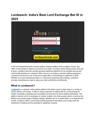 Lordsexch_ India’s Best Lord Exchange Bet ID in 2025