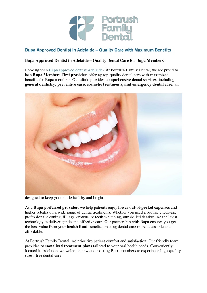 bupa approved dentist in adelaide quality care