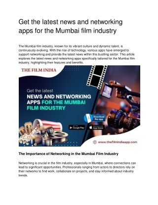 Get the latest news and networking apps for the Mumbai film industry