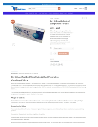 Buy Stilnox (Zolpidem) 10mg Online For Sale in USA - allmedistore.com