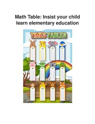 math table insist your child learn elementary