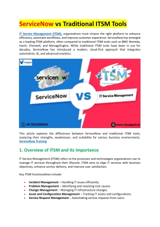 servicenow vs traditional itsm tools