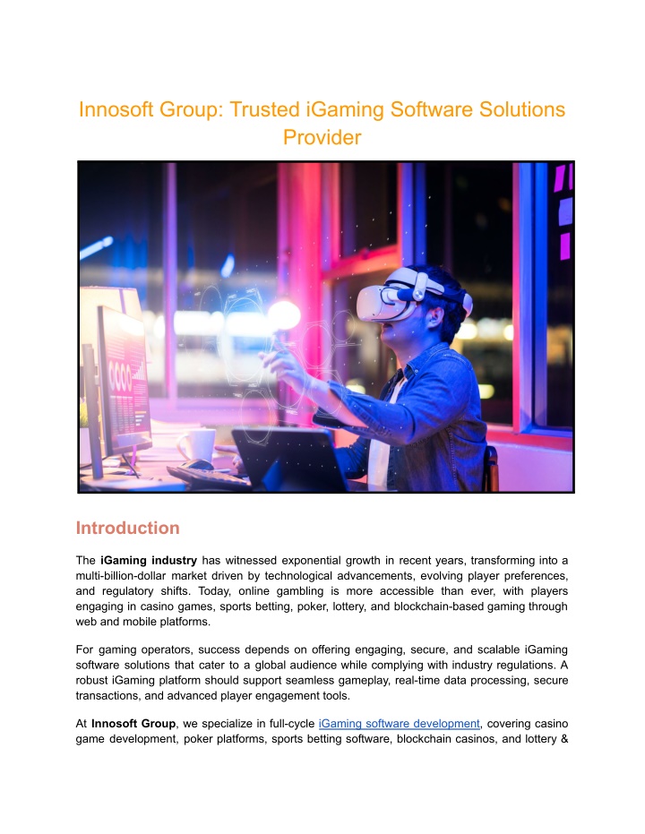 innosoft group trusted igaming software solutions