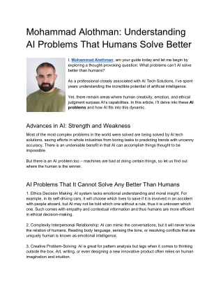 mohammad alothman understanding ai problems that