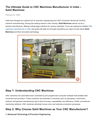The Ultimate Guide to CNC Machines Manufacturer in India