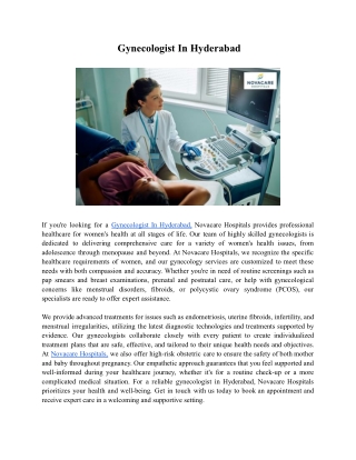 Gynecologist In Hyderabad
