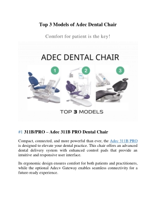 Top 3 Models of Adec Dental Chair