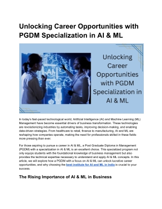 Unlocking Career Opportunities with PGDM Specialization in AI & ML