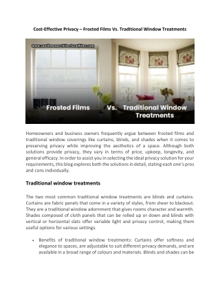 Cost-Effective Privacy – Frosted Films Vs. Traditional Window Treatments