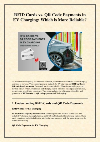 RFID Cards vs. QR Code Payments in EV Charging: Which is More Reliable?
